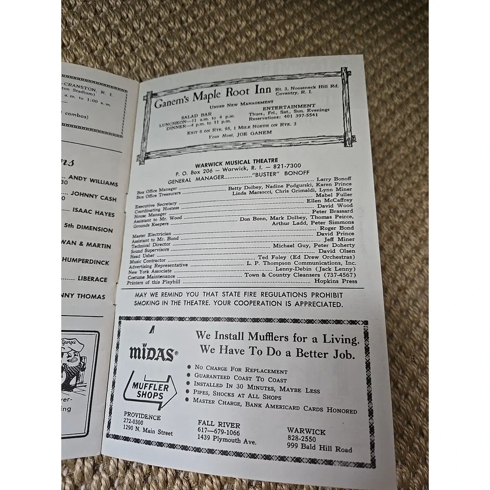 Rare Joan Rivers/John Davidson Warwick Musical Theatre RI Program 7/8-7/13, 1974